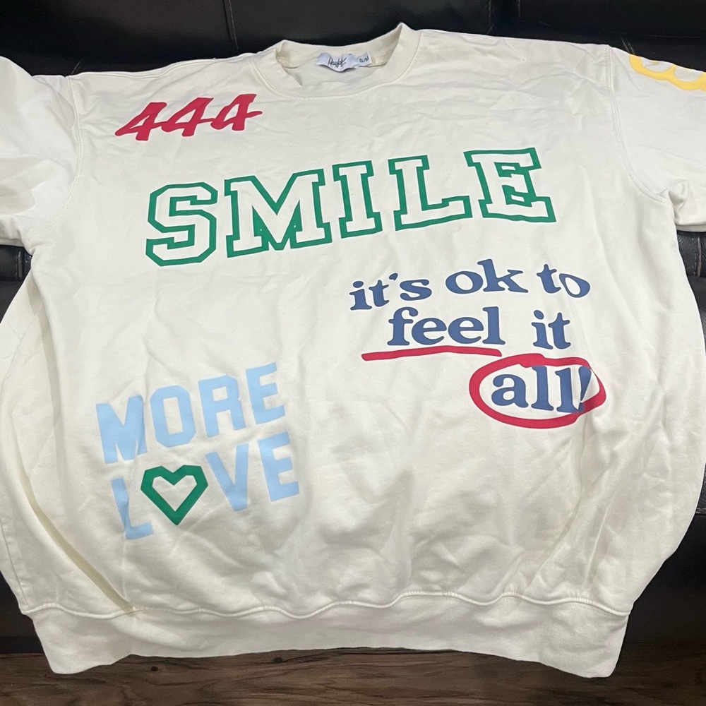 444 'Smile' Graphic Crewneck Sweatshirt - White